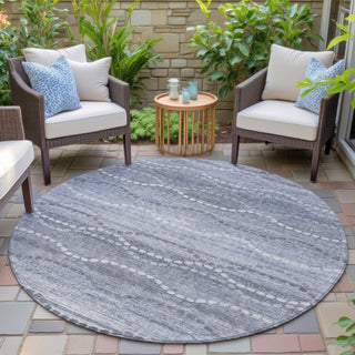 Piper Looms Chantille Gradient ACN2030 Blue Machine Washable Area Rug Round Outdoor Lifestyle Image Feature