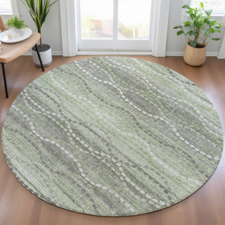 Piper Looms Chantille Gradient ACN2030 Green Machine Washable Area Rug Round Lifestyle Image Feature