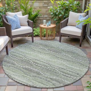 Piper Looms Chantille Gradient ACN2030 Green Machine Washable Area Rug Round Outdoor Lifestyle Image Feature