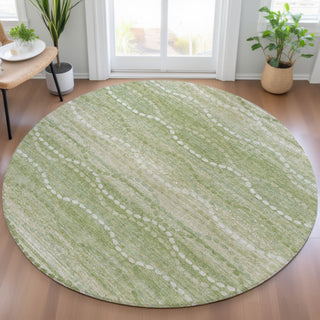 Piper Looms Chantille Gradient ACN2030 Sage Machine Washable Area Rug Round Lifestyle Image Feature