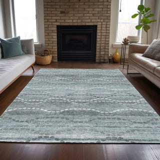 Piper Looms Chantille Gradient ACN2030 Teal Machine Washable Area Rug Lifestyle Image Feature