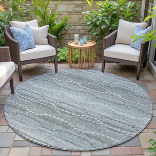 Piper Looms Chantille Gradient ACN2030 Teal Machine Washable Area Rug Round Outdoor Lifestyle Image Feature