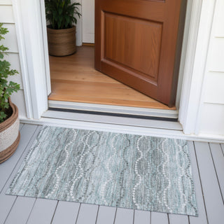 Piper Looms Chantille Gradient ACN2030 Teal Machine Washable Area Rug Scatter Outdoor Lifestyle Image Feature