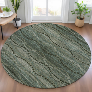 Piper Looms Chantille Gradient ACN2031 Aloe Machine Washable Area Rug Round Lifestyle Image Feature