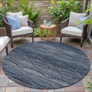 Piper Looms Chantille Gradient ACN2031 Navy Machine Washable Area Rug Round Outdoor Lifestyle Image Feature