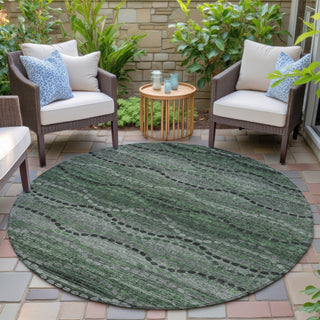 Piper Looms Chantille Gradient ACN2031 Olive Machine Washable Area Rug Round Outdoor Lifestyle Image Feature