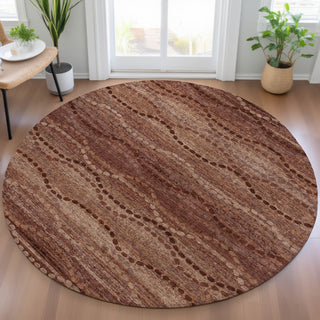 Piper Looms Chantille Gradient ACN2031 Paprika Machine Washable Area Rug Round Lifestyle Image Feature
