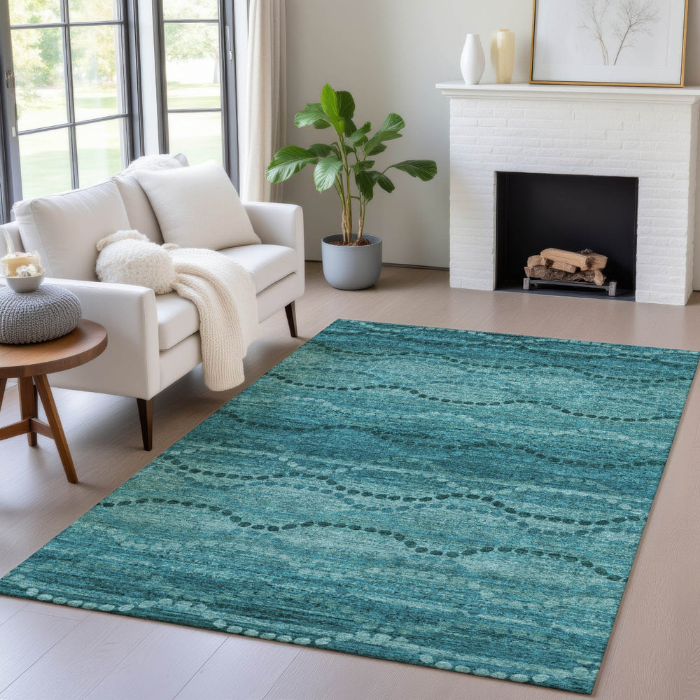 Piper Looms Chantille Gradient ACN2031 Turquoise Machine Washable Area Rug Lifestyle Image Feature