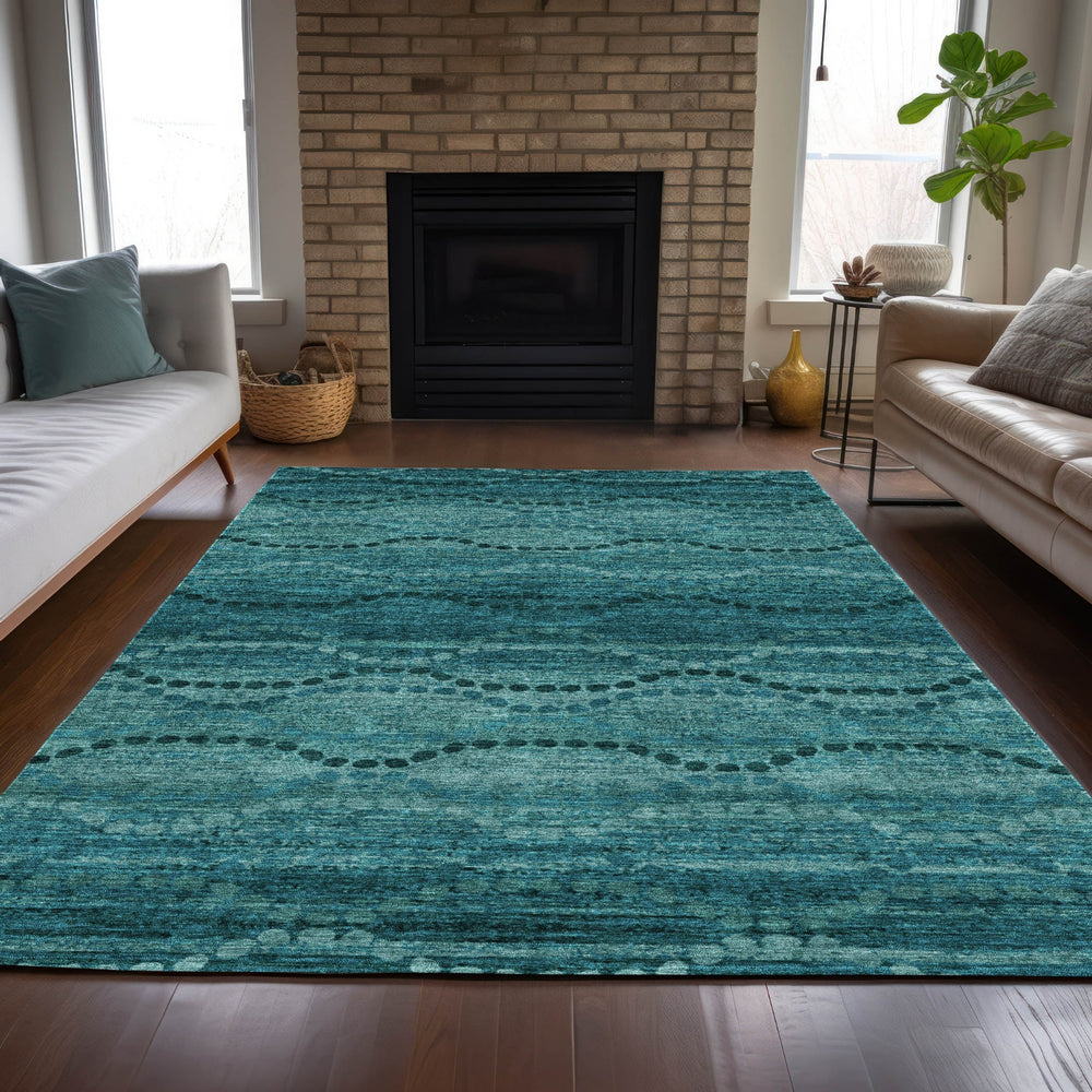 Piper Looms Chantille Gradient ACN2031 Turquoise Machine Washable Area Rug Lifestyle Image Feature
