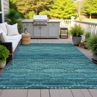 Piper Looms Chantille Gradient ACN2031 Turquoise Machine Washable Area Rug Outdoor Lifestyle Image Feature