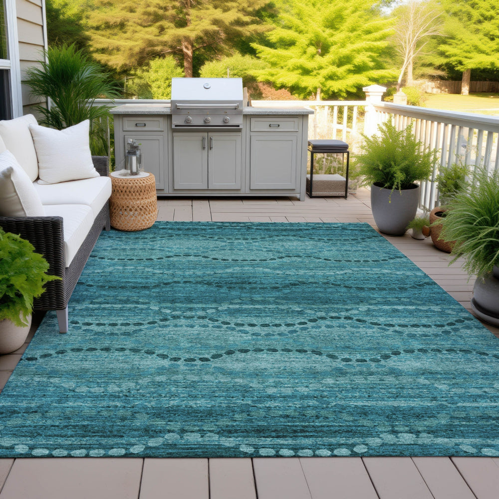 Piper Looms Chantille Gradient ACN2031 Turquoise Machine Washable Area Rug Outdoor Lifestyle Image Feature