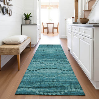 Piper Looms Chantille Gradient ACN2031 Turquoise Machine Washable Area Rug Runner Lifestyle Image Feature