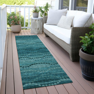 Piper Looms Chantille Gradient ACN2031 Turquoise Machine Washable Area Rug Runner Outdoor Lifestyle Image Feature