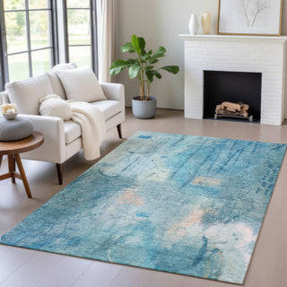 Piper Looms Chantille Abstract ACN2032 Blue Machine Washable Area Rug Lifestyle Image Feature