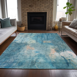 Piper Looms Chantille Abstract ACN2032 Blue Machine Washable Area Rug Lifestyle Image Feature