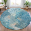 Piper Looms Chantille Abstract ACN2032 Blue Machine Washable Area Rug Round Lifestyle Image Feature