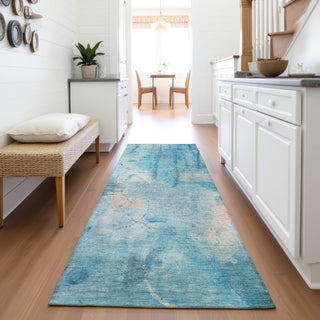 Piper Looms Chantille Abstract ACN2032 Blue Machine Washable Area Rug Runner Lifestyle Image Feature