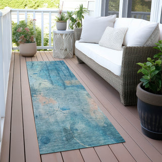 Piper Looms Chantille Abstract ACN2032 Blue Machine Washable Area Rug Runner Outdoor Lifestyle Image Feature