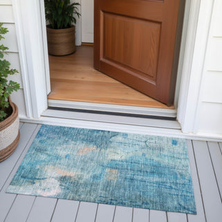 Piper Looms Chantille Abstract ACN2032 Blue Machine Washable Area Rug Scatter Outdoor Lifestyle Image Feature