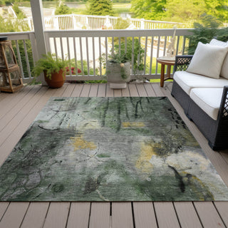 Piper Looms Chantille Abstract ACN2032 Pewter Machine Washable Area Rug Outdoor Lifestyle Image Feature