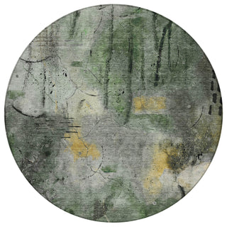 Piper Looms Chantille Abstract ACN2032 Pewter Machine Washable Area Rug Round Main Image