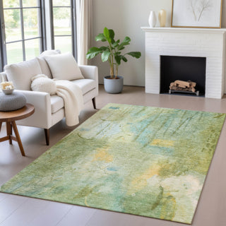 Piper Looms Chantille Abstract ACN2032 Sage Machine Washable Area Rug Lifestyle Image Feature