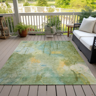 Piper Looms Chantille Abstract ACN2032 Sage Machine Washable Area Rug Outdoor Lifestyle Image Feature