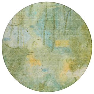 Piper Looms Chantille Abstract ACN2032 Sage Machine Washable Area Rug Round Main Image