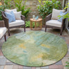Piper Looms Chantille Abstract ACN2032 Sage Machine Washable Area Rug Round Outdoor Lifestyle Image Feature