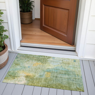 Piper Looms Chantille Abstract ACN2032 Sage Machine Washable Area Rug Scatter Outdoor Lifestyle Image Feature