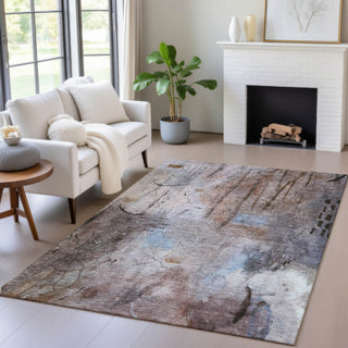 Piper Looms Chantille Abstract ACN2032 Taupe Machine Washable Area Rug Lifestyle Image Feature