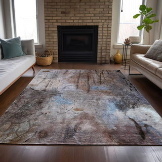 Piper Looms Chantille Abstract ACN2032 Taupe Machine Washable Area Rug Lifestyle Image Feature