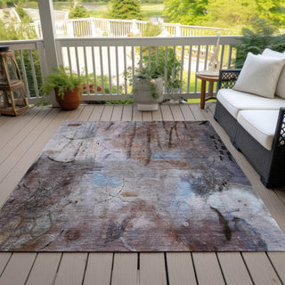 Piper Looms Chantille Abstract ACN2032 Taupe Machine Washable Area Rug Outdoor Lifestyle Image Feature