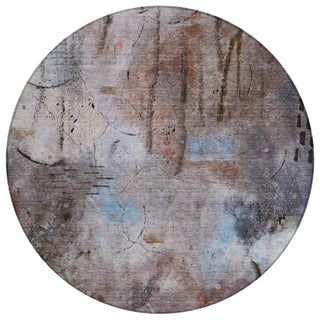 Piper Looms Chantille Abstract ACN2032 Taupe Machine Washable Area Rug Round Main Image