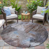 Piper Looms Chantille Abstract ACN2032 Taupe Machine Washable Area Rug Round Outdoor Lifestyle Image Feature