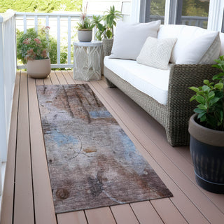 Piper Looms Chantille Abstract ACN2032 Taupe Machine Washable Area Rug Runner Outdoor Lifestyle Image Feature