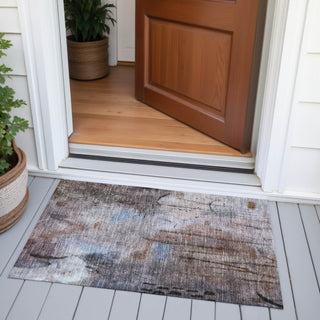 Piper Looms Chantille Abstract ACN2032 Taupe Machine Washable Area Rug Scatter Outdoor Lifestyle Image Feature