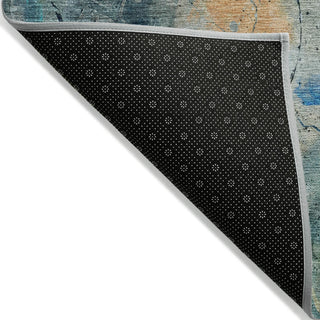 Piper Looms Chantille Abstract ACN2032 Teal Machine Washable Area Rug Backing Image
