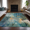 Piper Looms Chantille Abstract ACN2032 Teal Machine Washable Area Rug Lifestyle Image Feature