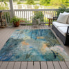 Piper Looms Chantille Abstract ACN2032 Teal Machine Washable Area Rug Outdoor Lifestyle Image Feature