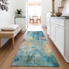 Piper Looms Chantille Abstract ACN2032 Teal Machine Washable Area Rug Runner Lifestyle Image Feature