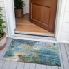 Piper Looms Chantille Abstract ACN2032 Teal Machine Washable Area Rug Scatter Outdoor Lifestyle Image Feature