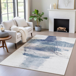 Piper Looms Chantille Abstract ACN2033 Blue Machine Washable Area Rug Lifestyle Image Feature