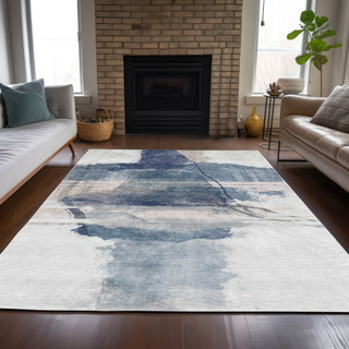 Piper Looms Chantille Abstract ACN2033 Blue Machine Washable Area Rug Lifestyle Image Feature