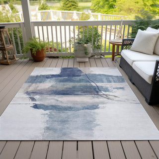 Piper Looms Chantille Abstract ACN2033 Blue Machine Washable Area Rug Outdoor Lifestyle Image Feature