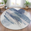 Piper Looms Chantille Abstract ACN2033 Blue Machine Washable Area Rug Round Lifestyle Image Feature