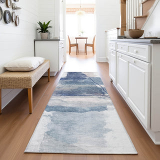Piper Looms Chantille Abstract ACN2033 Blue Machine Washable Area Rug Runner Lifestyle Image Feature