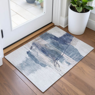 Piper Looms Chantille Abstract ACN2033 Blue Machine Washable Area Rug Scatter Lifestyle Image Feature