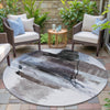 Piper Looms Chantille Abstract ACN2033 Brown Machine Washable Area Rug Round Outdoor Lifestyle Image Feature