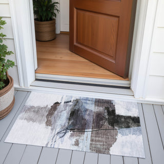 Piper Looms Chantille Abstract ACN2033 Brown Machine Washable Area Rug Scatter Outdoor Lifestyle Image Feature